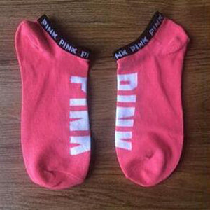 Hot Motion Socks PINK Socks New Unisex Cotton Mix Random  Harajuku Creative Happy Casual Sports Short Ankle Pink Letters Socks