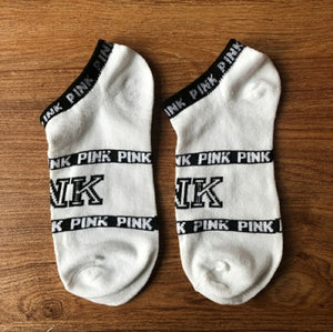 Hot Motion Socks PINK Socks New Unisex Cotton Mix Random  Harajuku Creative Happy Casual Sports Short Ankle Pink Letters Socks